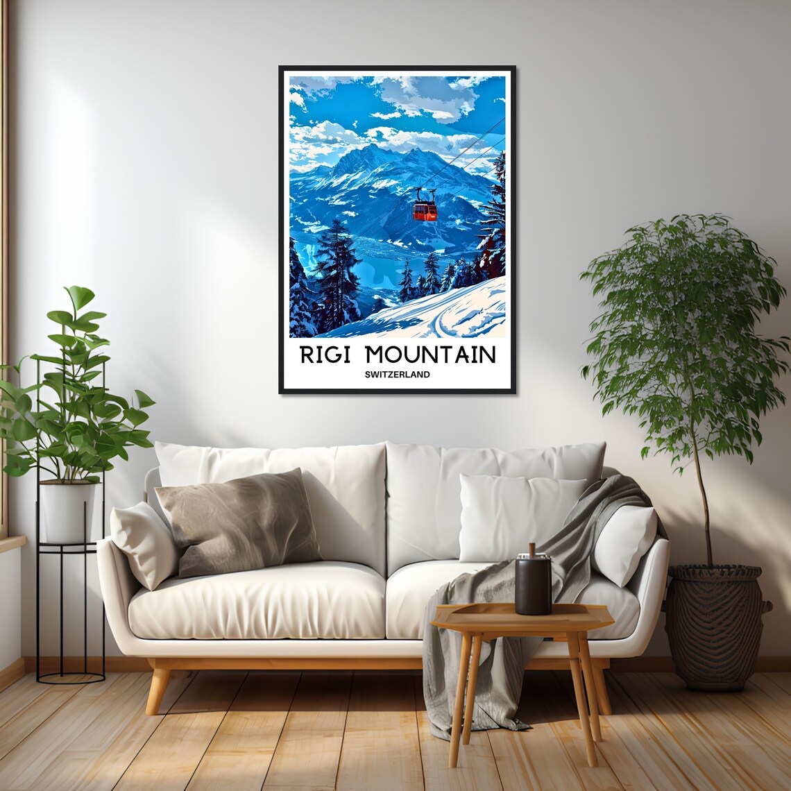 Rigi Mountain Switzerland Cable Car Over Snowy Alps Slopes Poster - Image 2