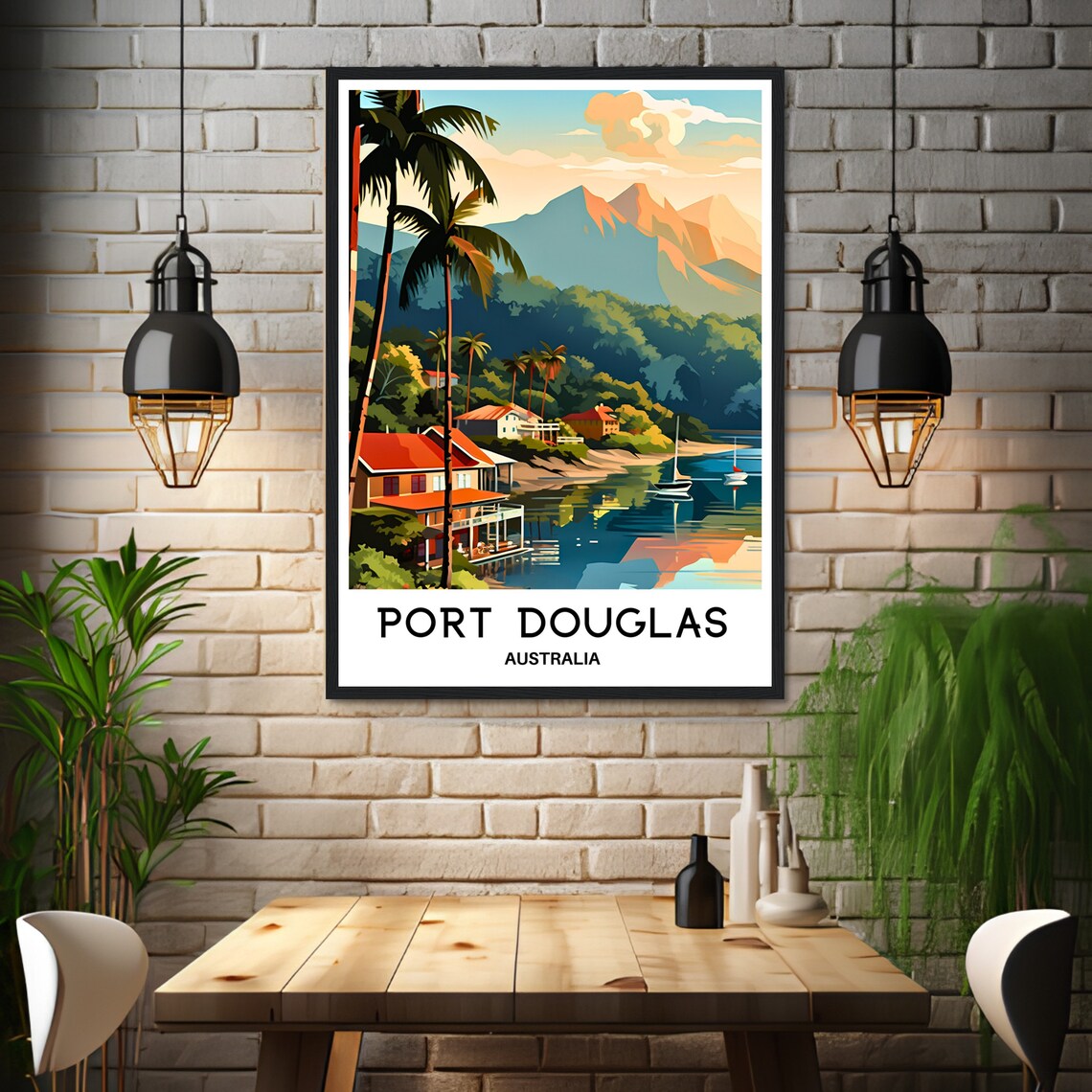 Port Douglas Australia Tropical Bay Mountains Seaside Travel Poster - Image 3