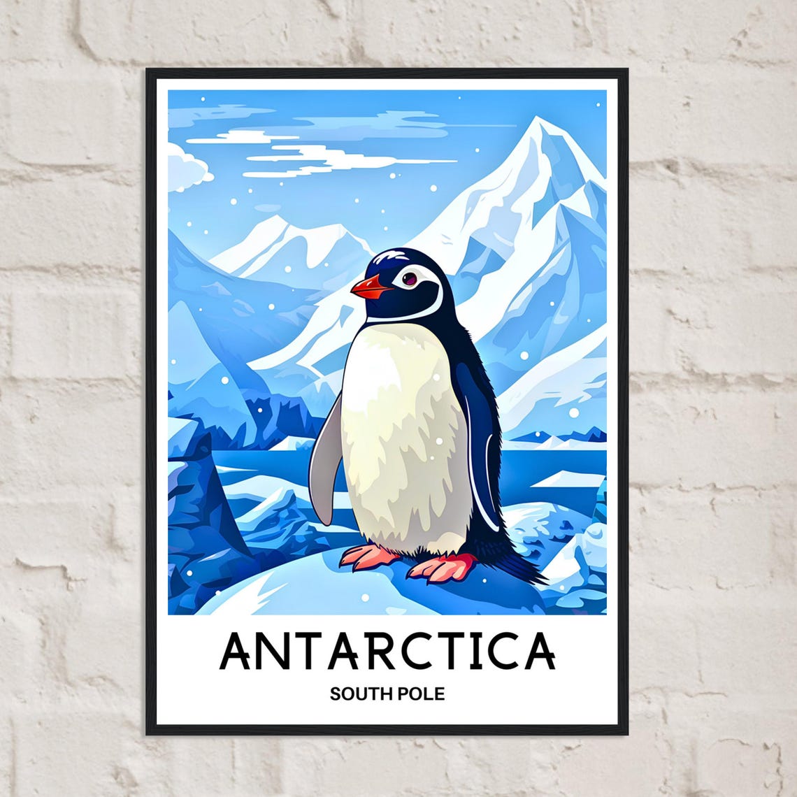 Antarctica South Pole Penguin Glacier Snow Mountains Travel Poster - Image 2