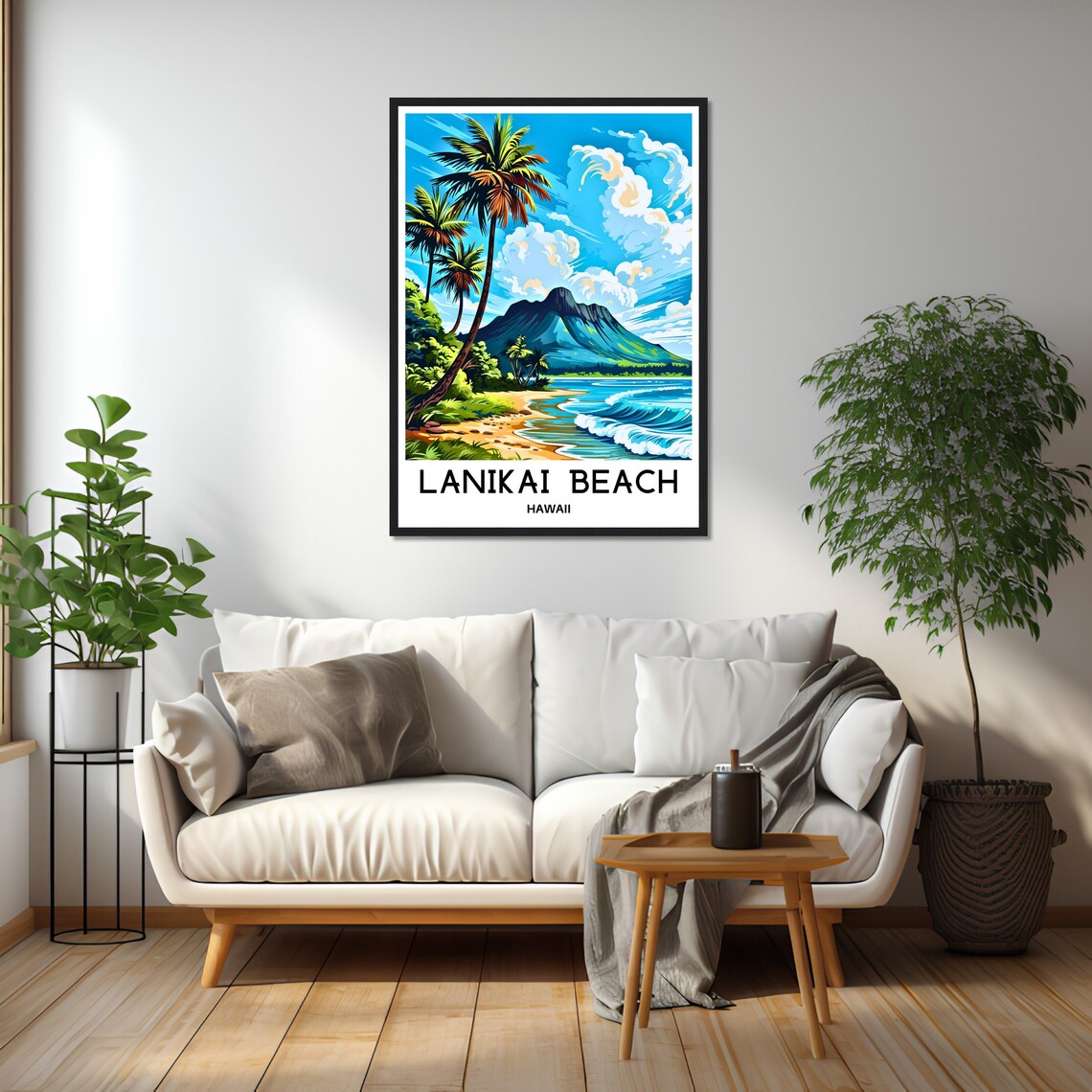 Lanikai Beach Palm Trees And Surf Hawaii Tropical Scenic Poster - Image 2