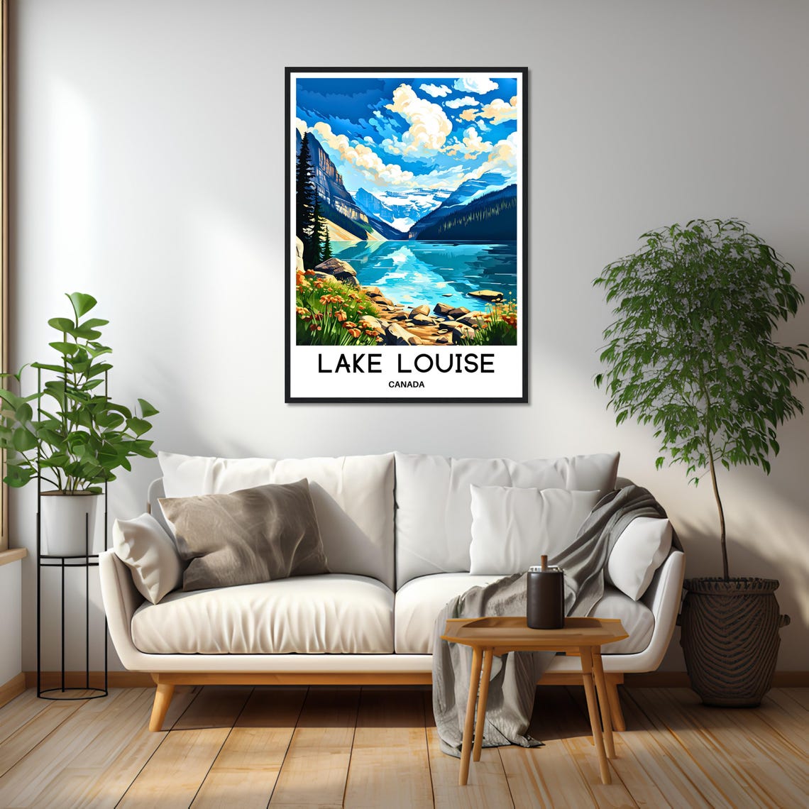 Lake Louise Canada Wildflower Shore Turquoise Water Peaks Poster - Image 2