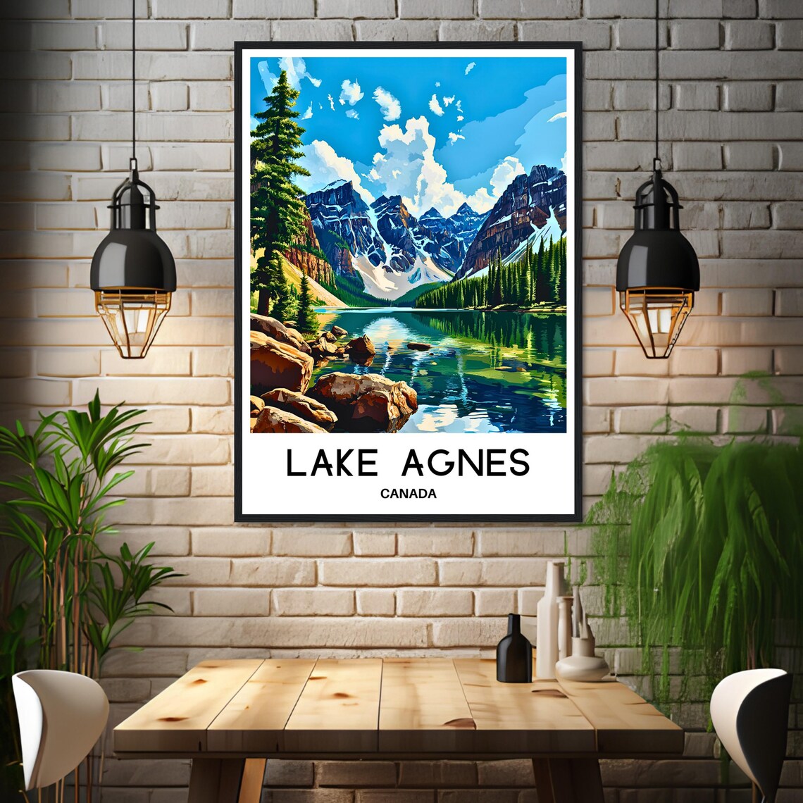 Lake Agnes Canada Rocky Mountain Alpine Lake Banff Travel Poster - Image 3