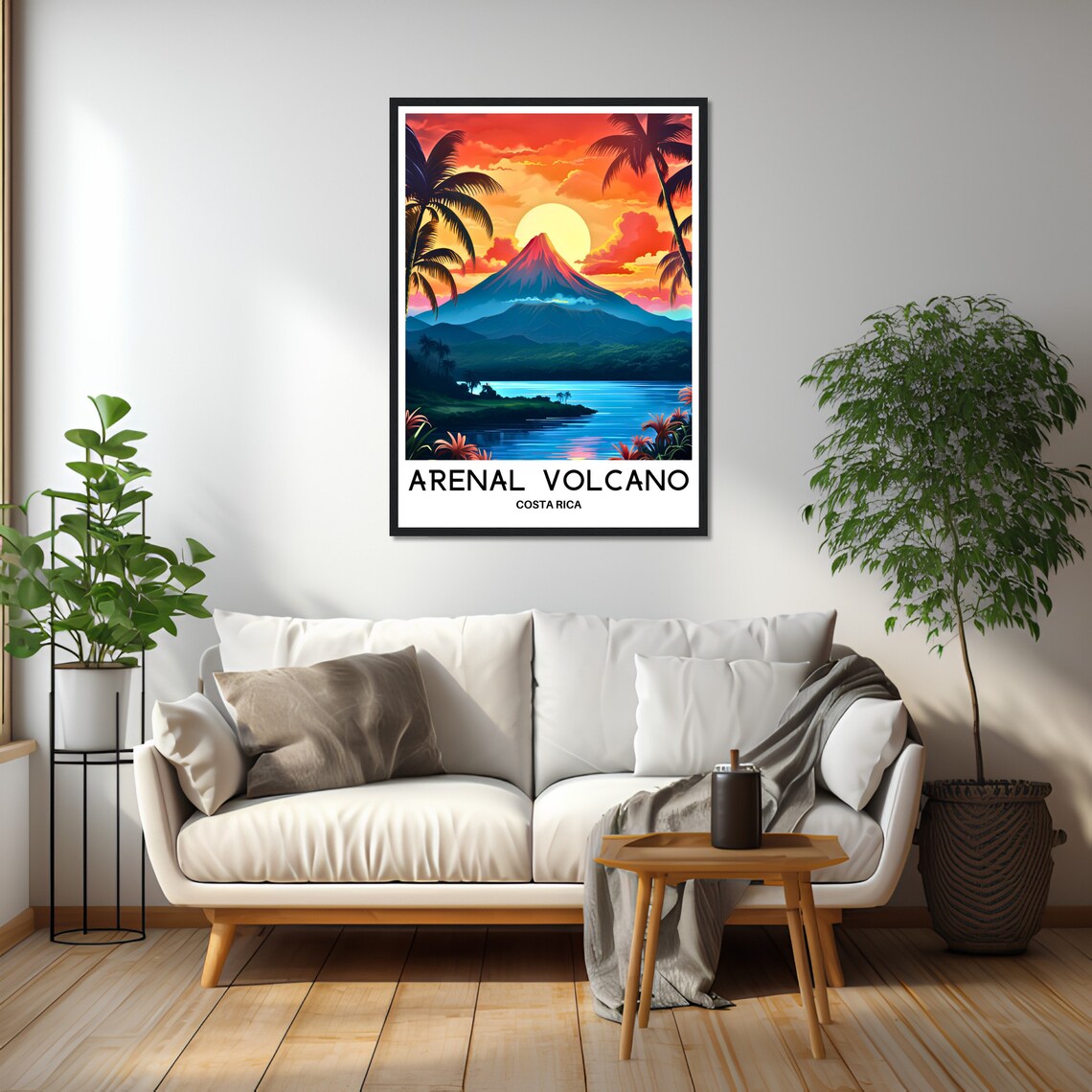 Arenal Volcano Costa Rica Sunset Lake Scene Tropical Art Poster - Image 2