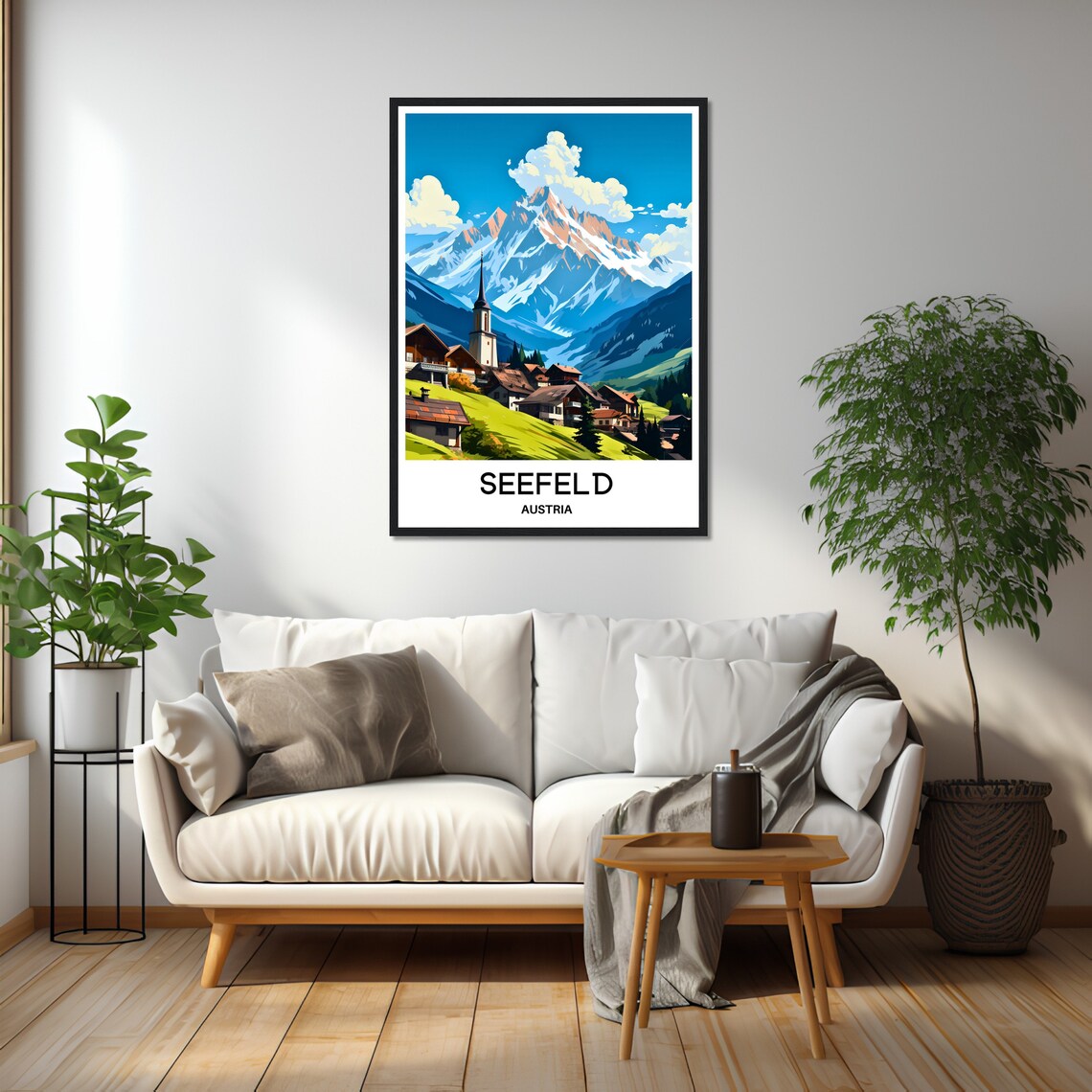 Seefeld Austria Alpine Village Church Peak Travel Art Poster - Image 2