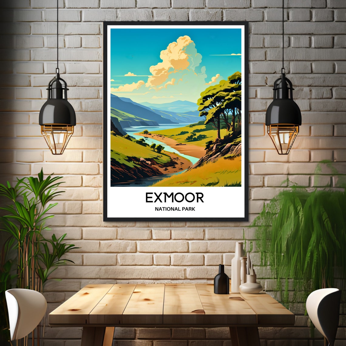 Exmoor National Park England River Valley Retro Travel Poster - Image 3