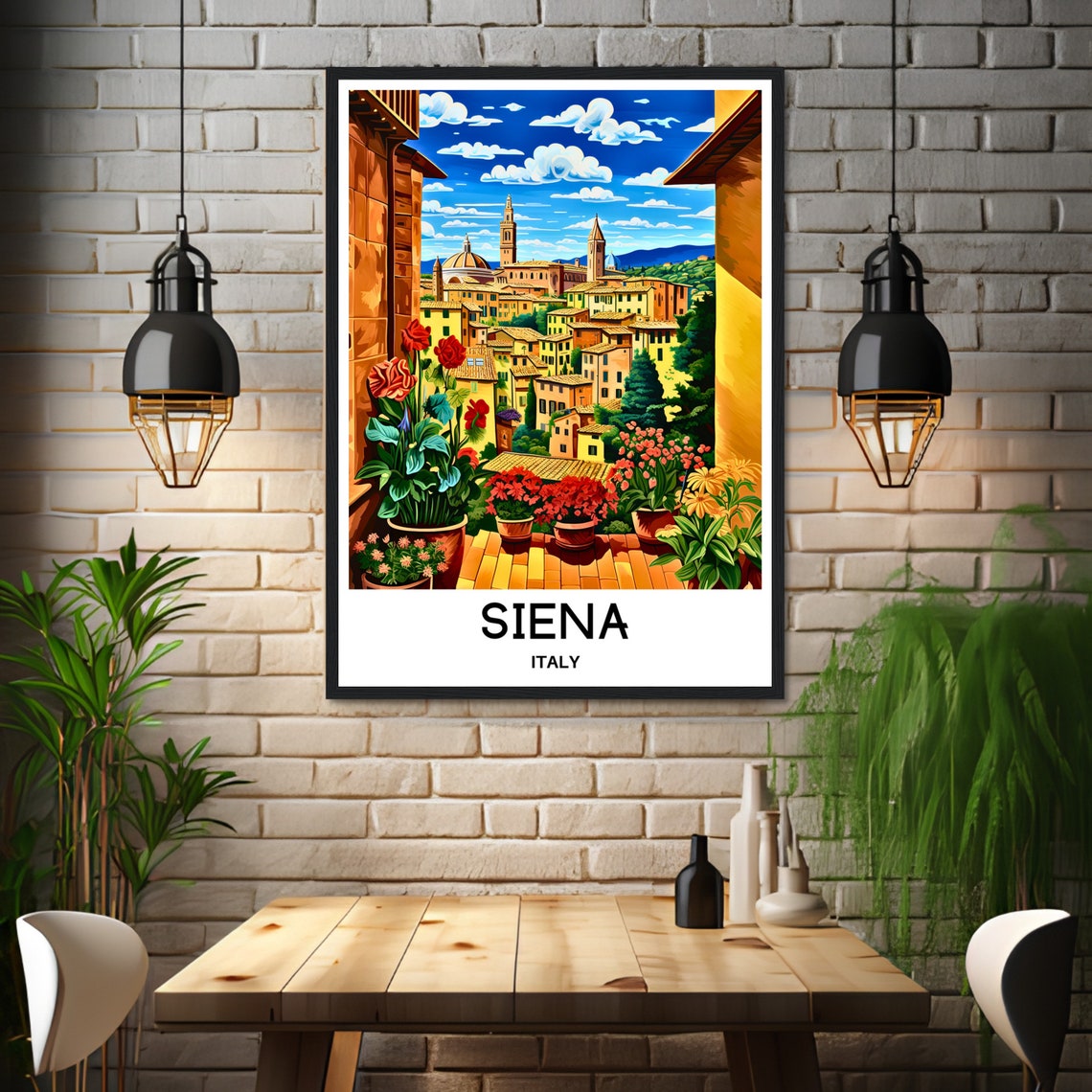Siena Flower Terrace Overlooking Old Town Tuscany Italy Poster - Image 3