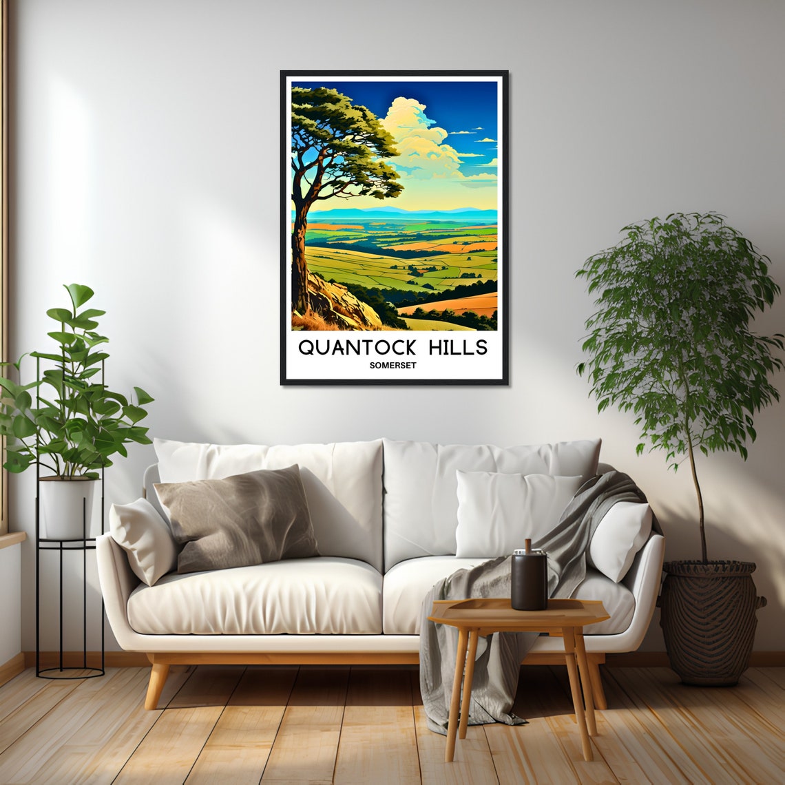 Quantock Hills Somerset Vintage Travel Rolling Countryside Poster - Image 2