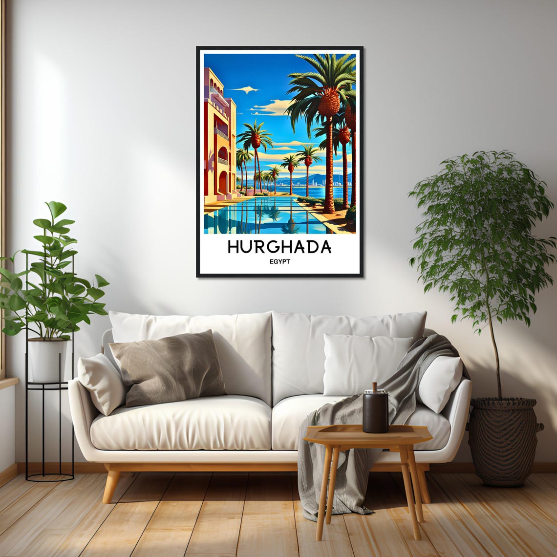 Hurghada Egypt Resort Infinity Pool With Palm Trees Travel Poster - Image 3