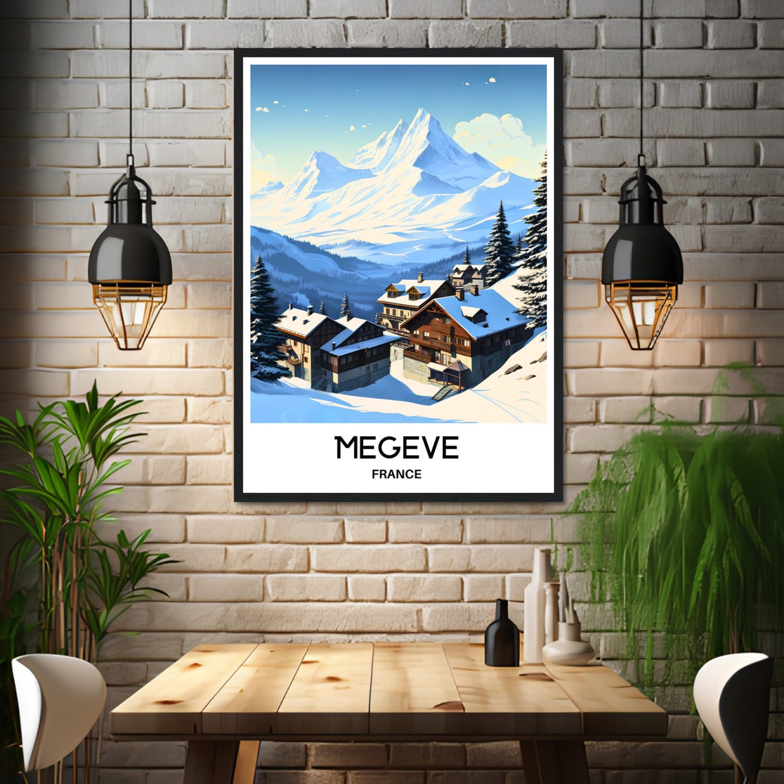 Megeve Travel Print Megeve Poster French Art Print France Lover Gift Wall Hanging Art Home Office Decor Megeve Town Illustration - Image 3