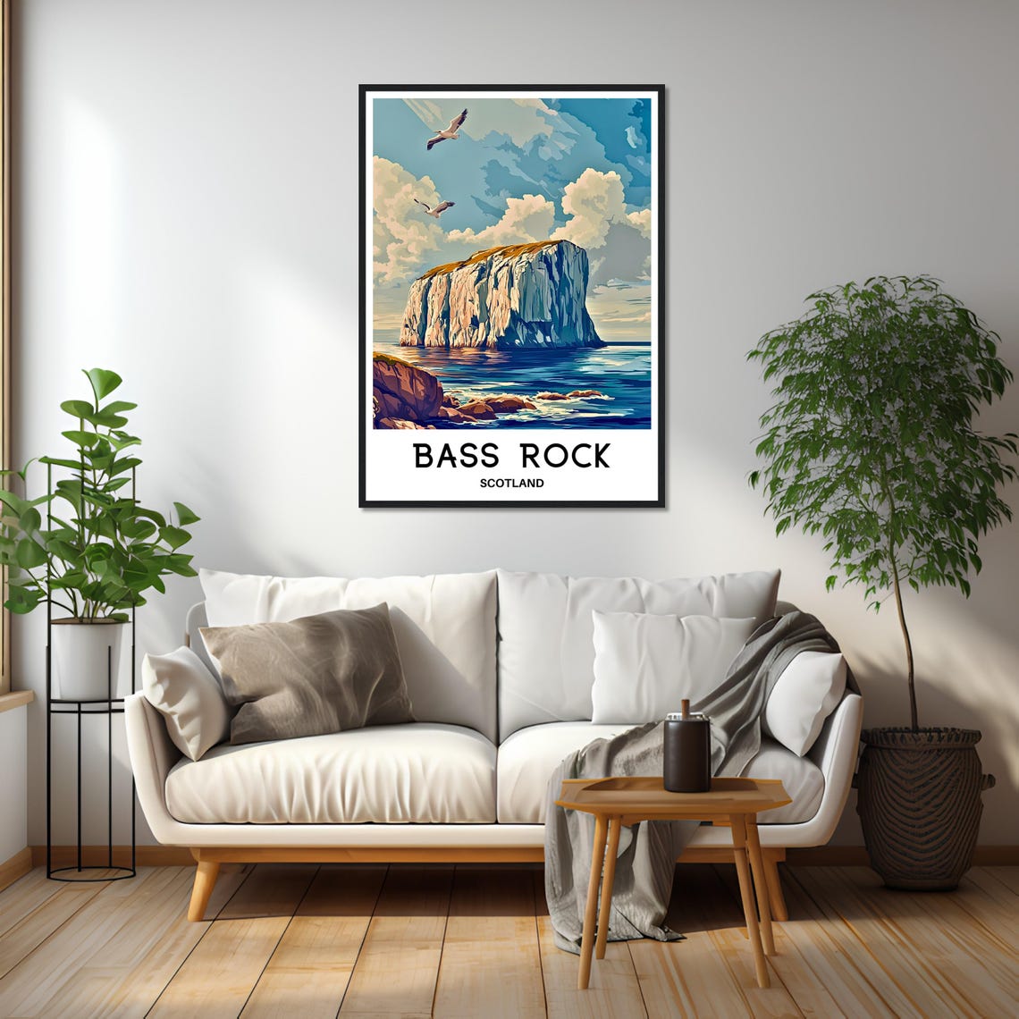 Bass Rock Travel Print Bass Rock Poster Scottish Art Print Scotland Lover Gift Wall Hanging Bass Rock Island Illustration Home Office Decor - Image 2