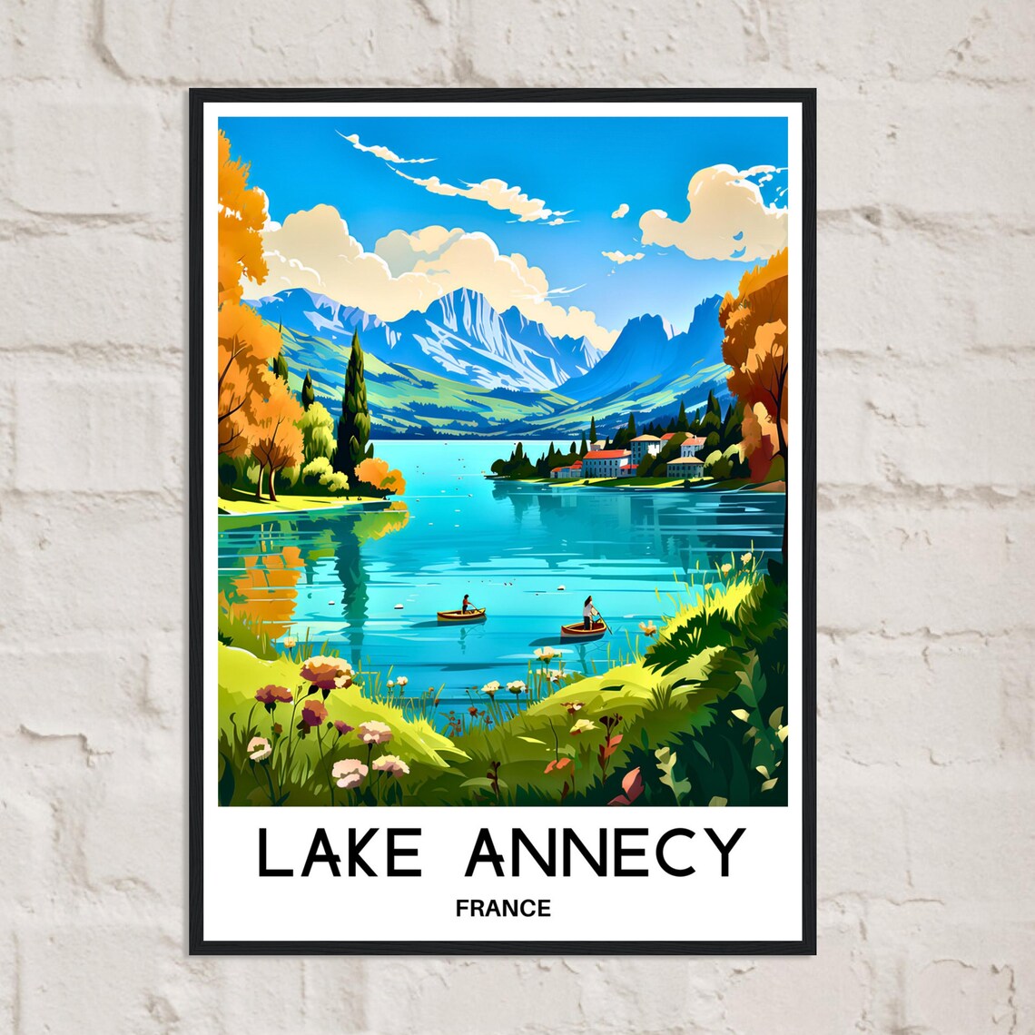 Lake Annecy France Alpine Lake Boats Autumn Shores Travel Poster - Image 2