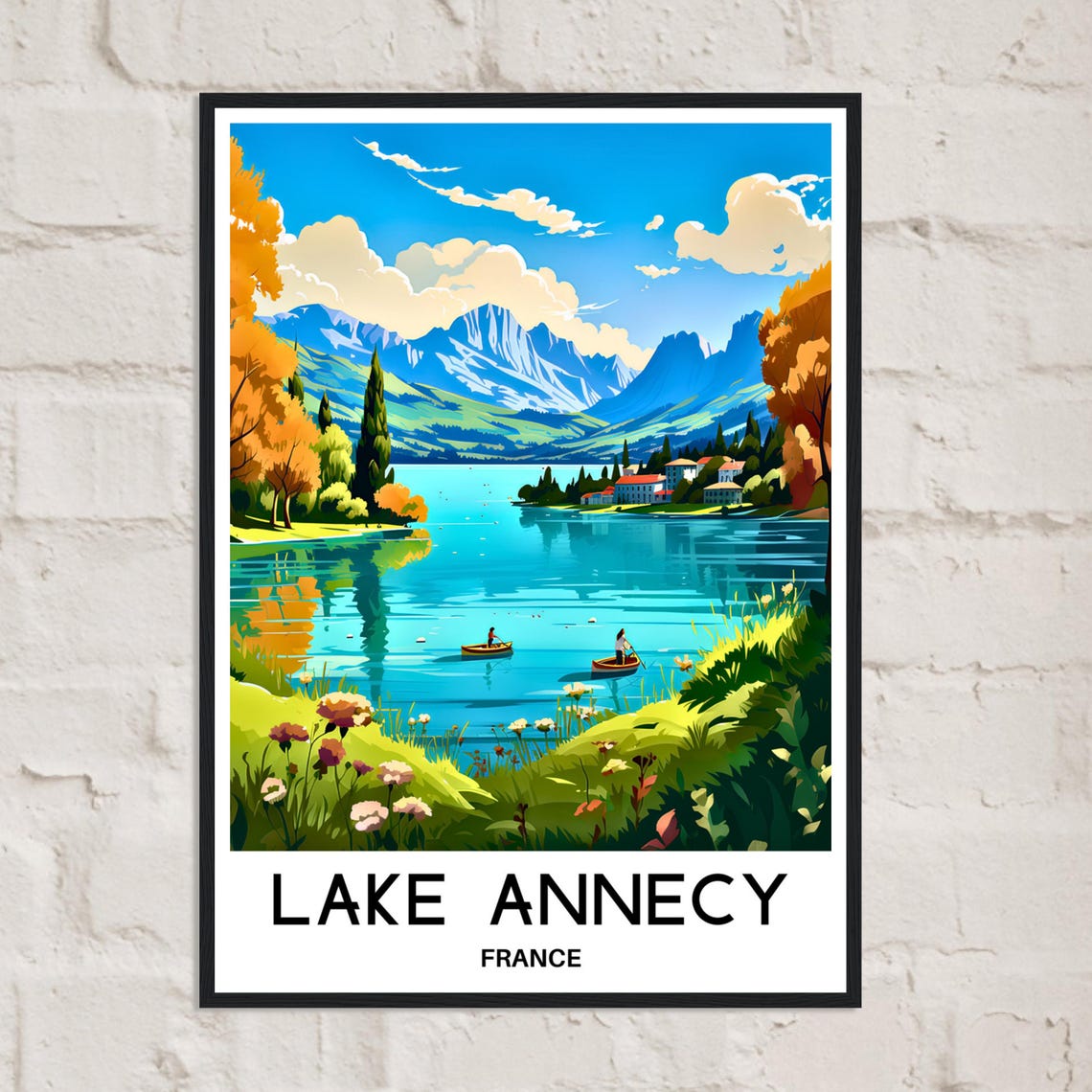 Lake Annecy Travel Print Lake Annecy Poster French Art Print France Lover Gift Wall Hanging Art Home Office Decor Lake Annecy Illustration - Image 2