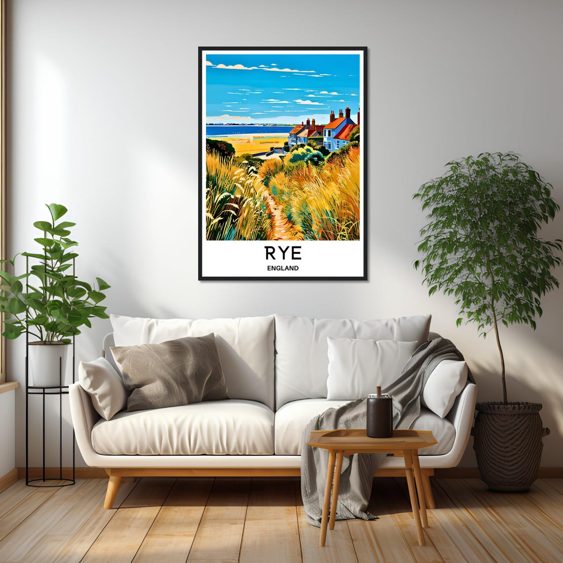 Rye England Golden Dune Path to Seaside Cottages View Poster - Image 2