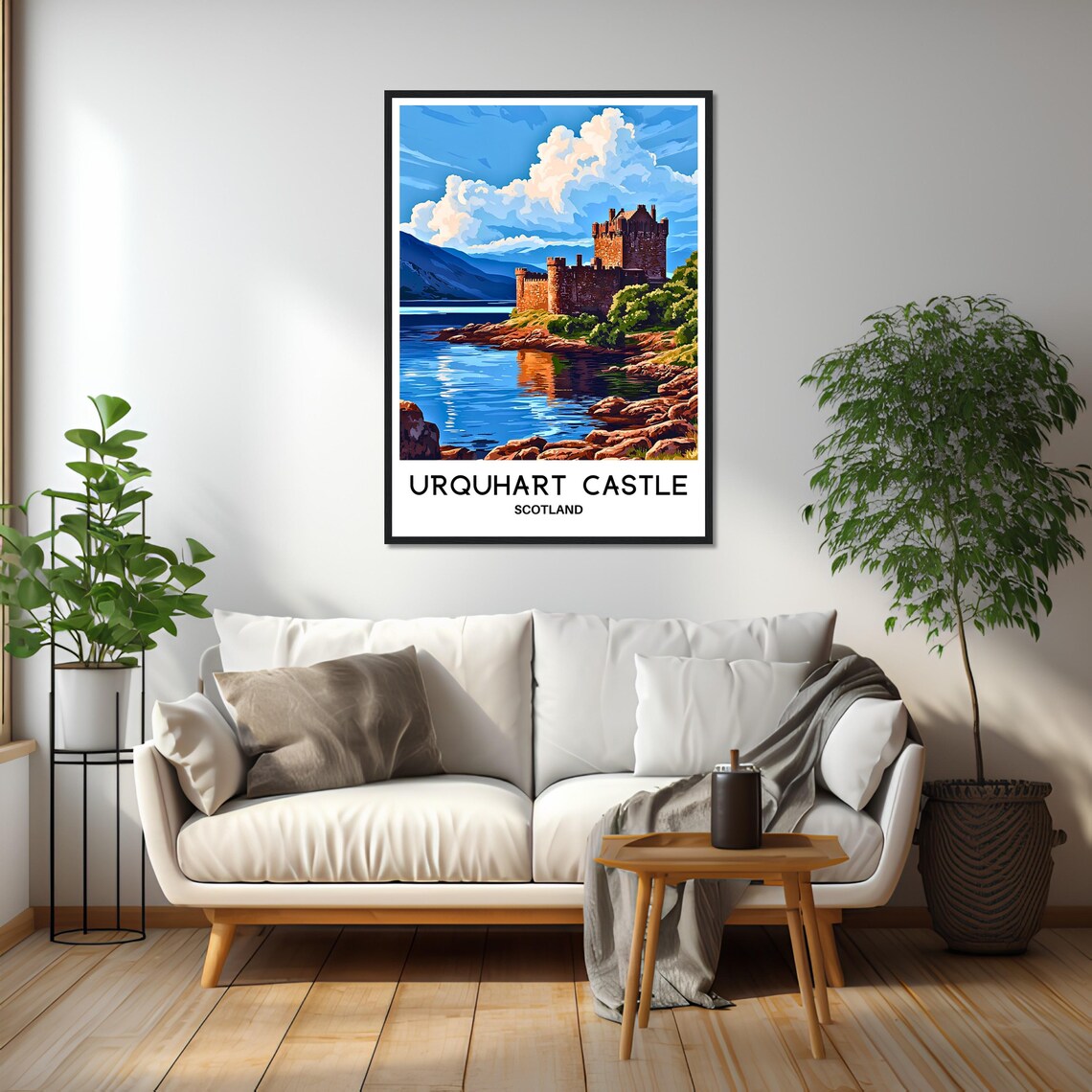 Urquhart Castle Scotland Night Sky Rocky Shore Ruins Travel Poster - Image 2