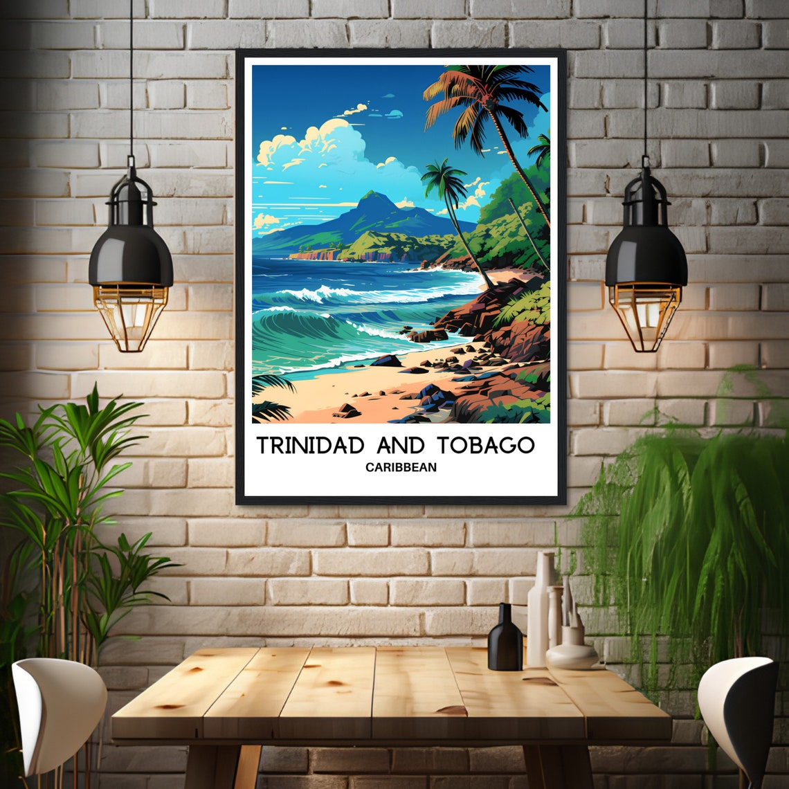 Trinidad And Tobago Travel Print Trinidad And Tobago Poster Caribbean Art Print Caribbean Lover Gift Trinidad And Tobago Island Illustration - Image 3