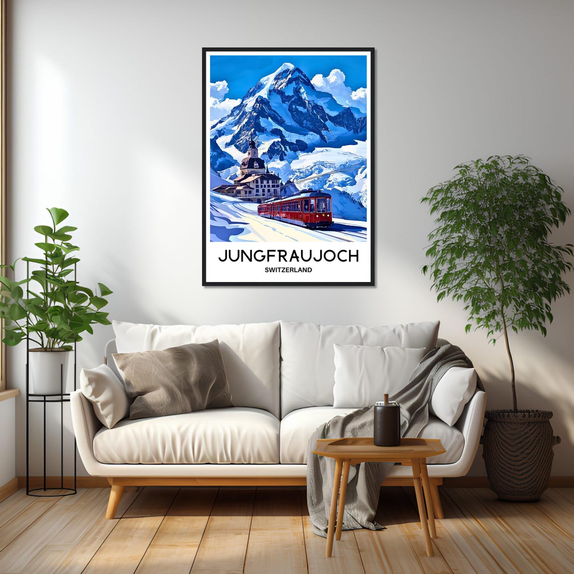 Jungfraujoch Switzerland Red Train Alpine Vintage Travel Art Poster - Image 2