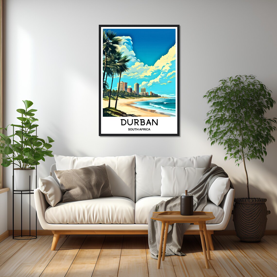 Durban South Africa Beach Palm Trees City Skyline Golden Mile Poster - Image 2