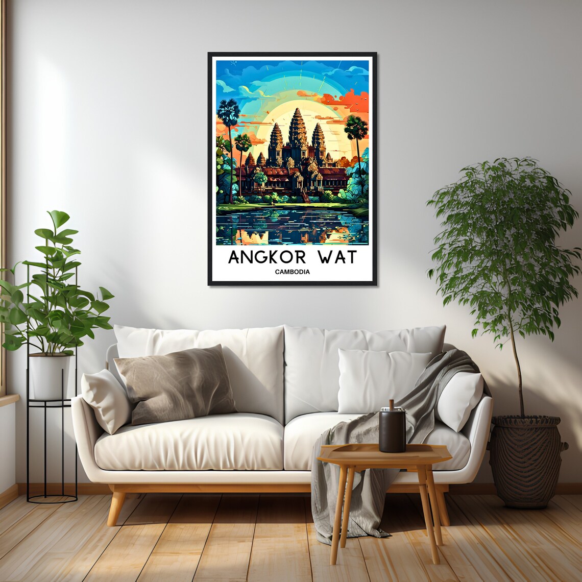 Angkor Wat Sunrise Temple Towers Reflecting in Water Cambodia Poster - Image 2