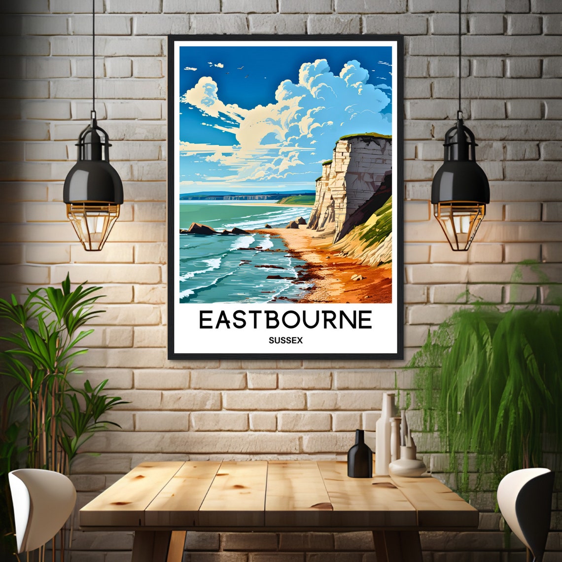 Eastbourne Travel Print Eastbourne Poster English Art Print England Lover Gift Wall Hanging Art Illustration Sussex Home Office Decor - Image 3
