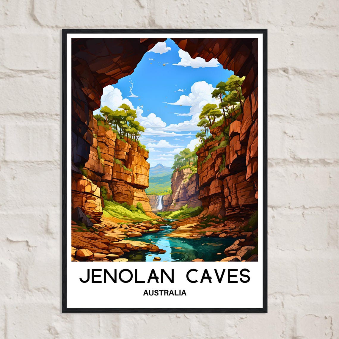 Jenolan Caves Australia Canyon Waterfall Nature Travel Poster - Image 2