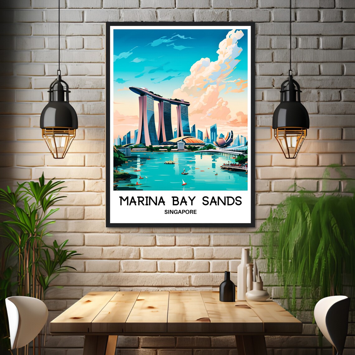 Marina Bay Sands Singapore Sunset Over the Bay Skyline Poster - Image 3