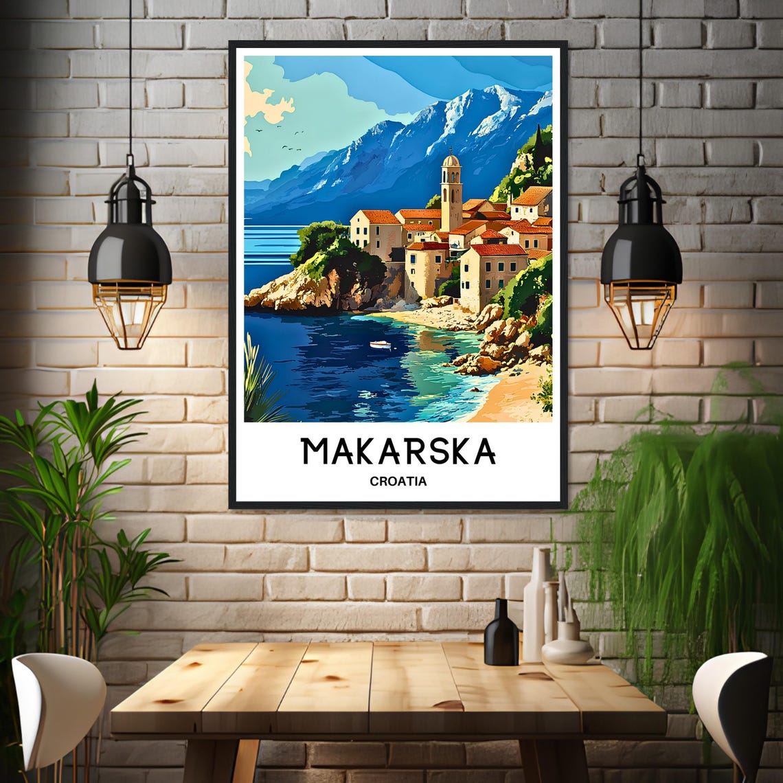 Makarska Croatia Adriatic Coastal Town Mountain Backdrop Travel Poster - Image 3