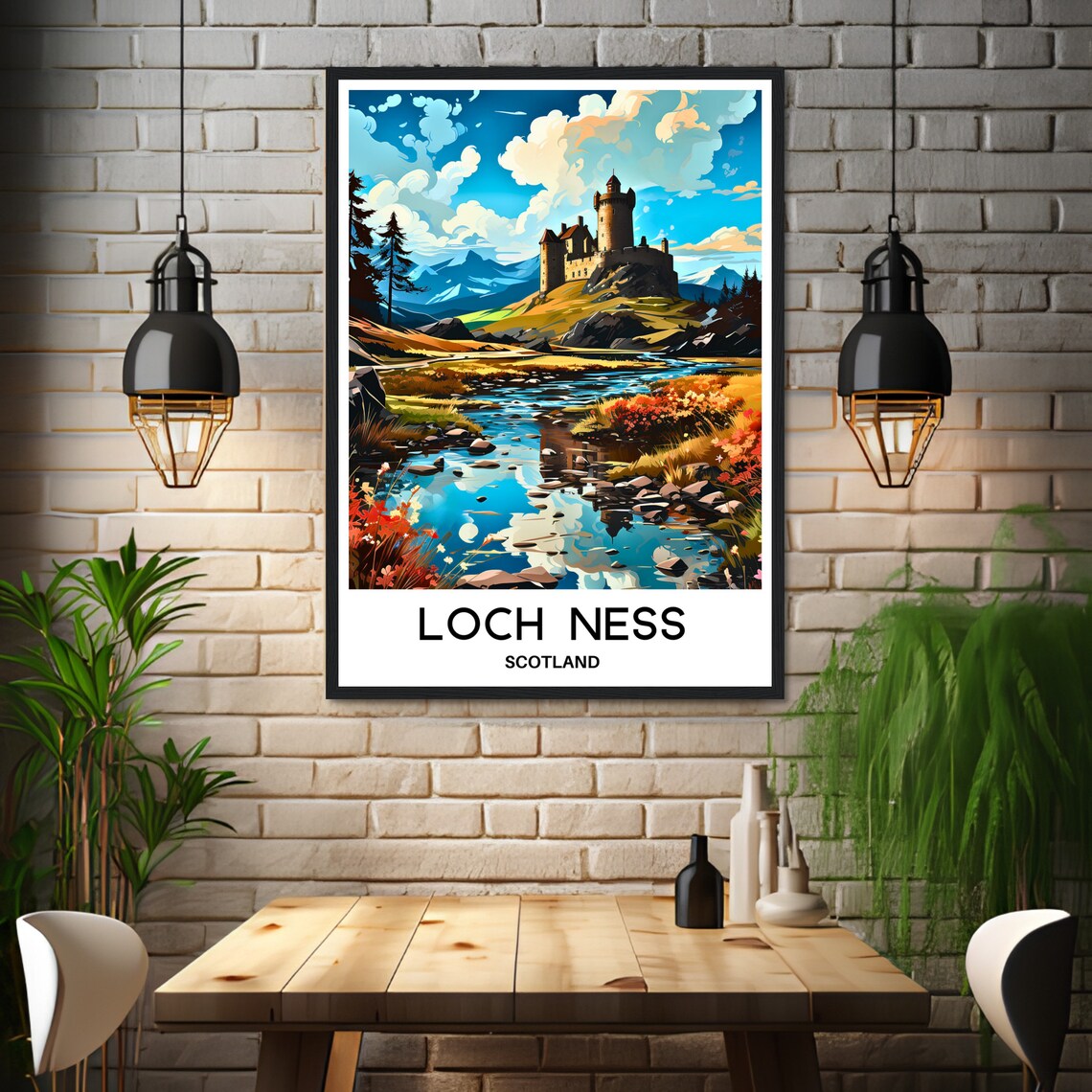 Loch Ness Scotland Highlands Castle Lochside Landscape Travel Poster - Image 3