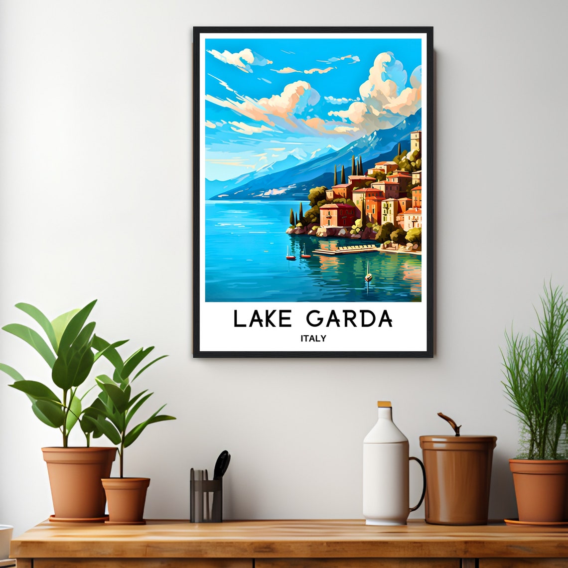 Lake Garda Travel Poster Lake Garda Travel Print Lake Garda Italy Print Lake Garda Art Print Lake Garda Travel Gift Lake Garda Wall Print - Image 3