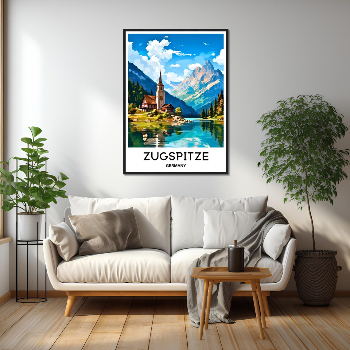 Zugspitze Germany Lakeside Church Village Mountain Peak Poster - Image 2