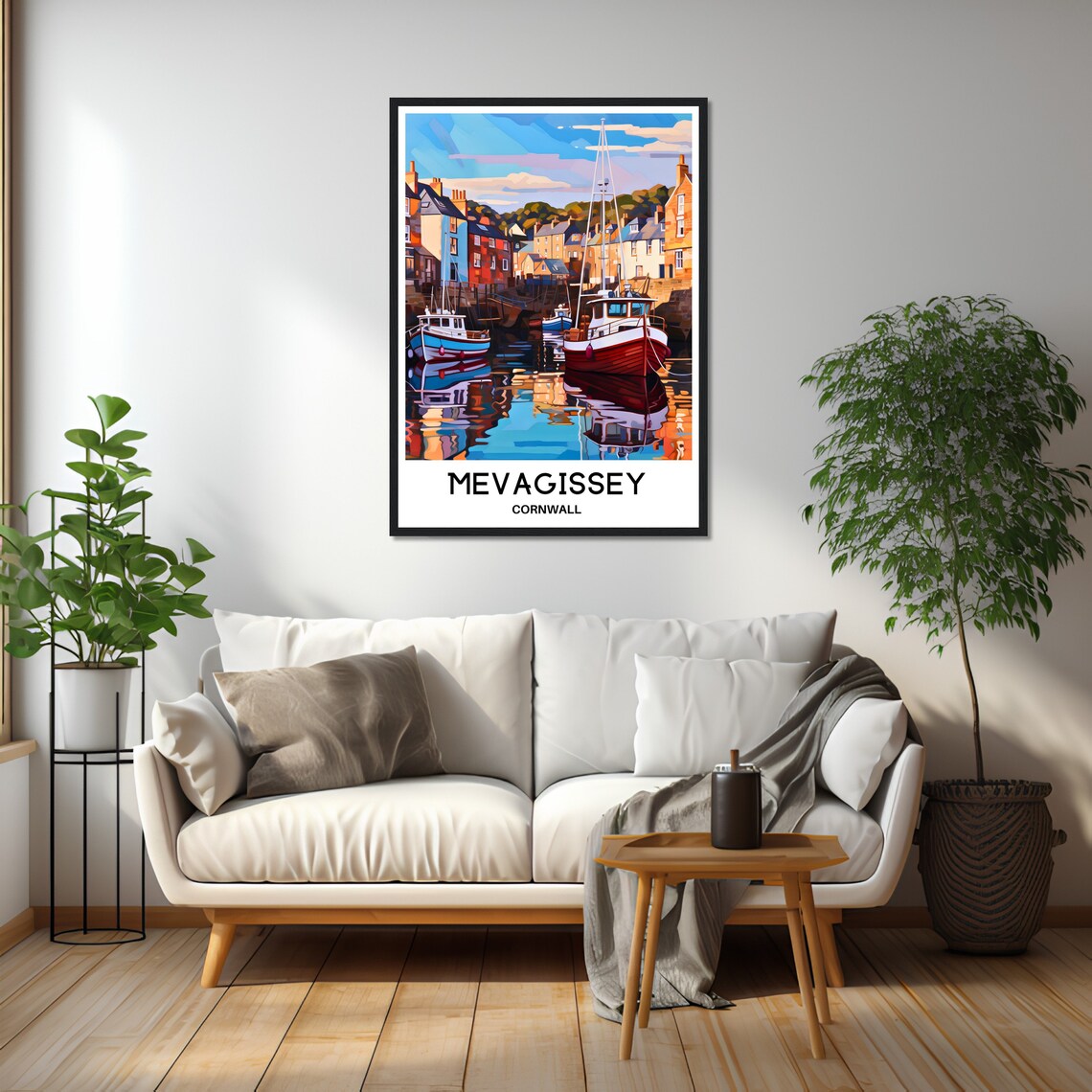 Mevagissey Cornwall Harbor Colorful Fishing Boats Travel Poster - Image 2