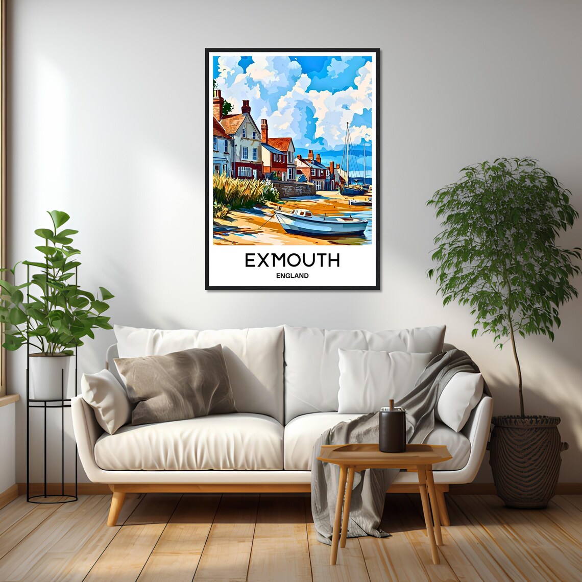 Exmouth England Seaside Cottages Harbour Vintage Travel Art Poster - Image 2