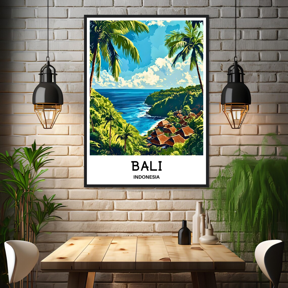 Bali Indonesia Tropical Coast Temple Ocean View Travel Poster - Image 3