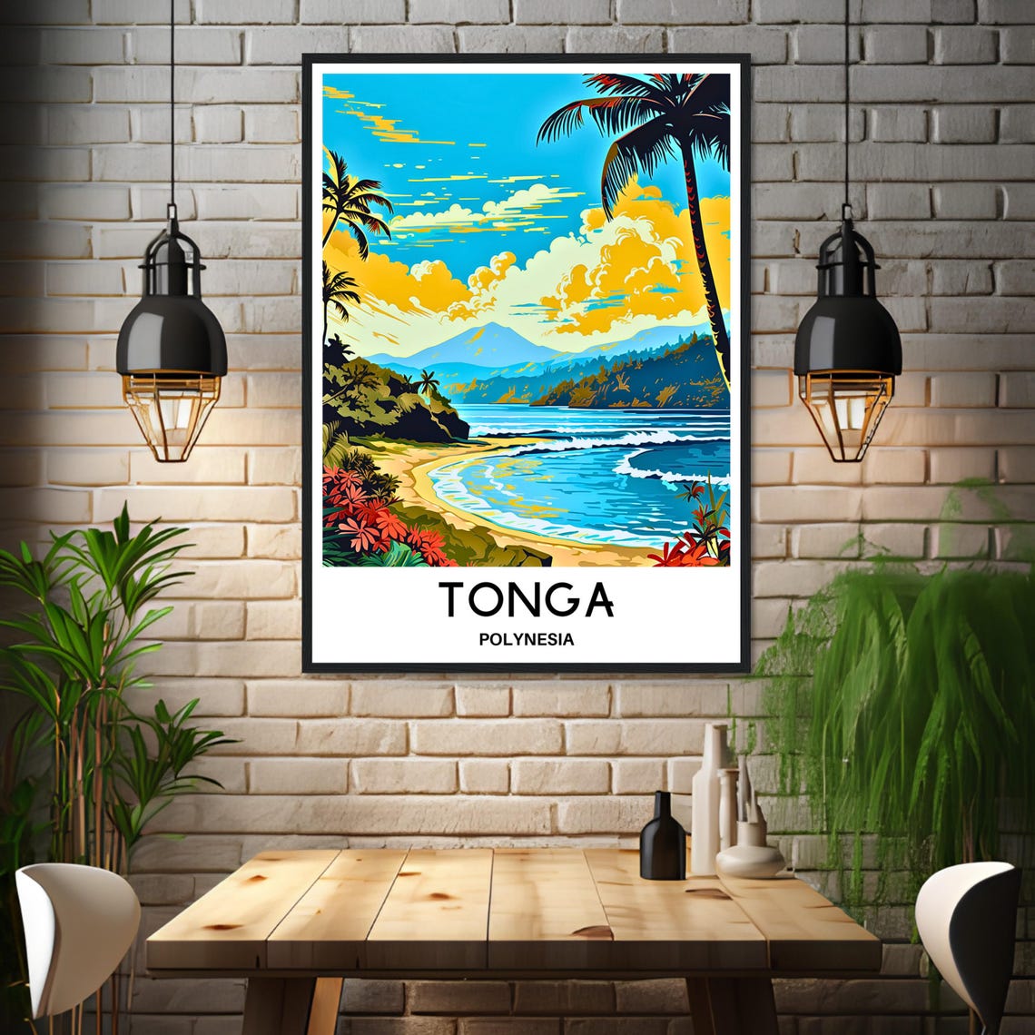 Tonga Polynesia Tropical Beach Vintage Travel Wall Decor Poster - Image 3