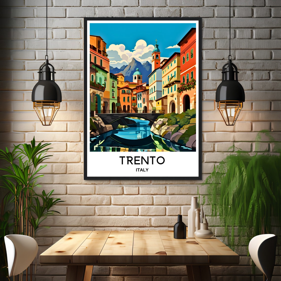Trento Travel Print Trento Poster Italian Art Print Italy Lover Gift Italy Wall Hanging Art Home Office Decor Trento City Illustration - Image 3