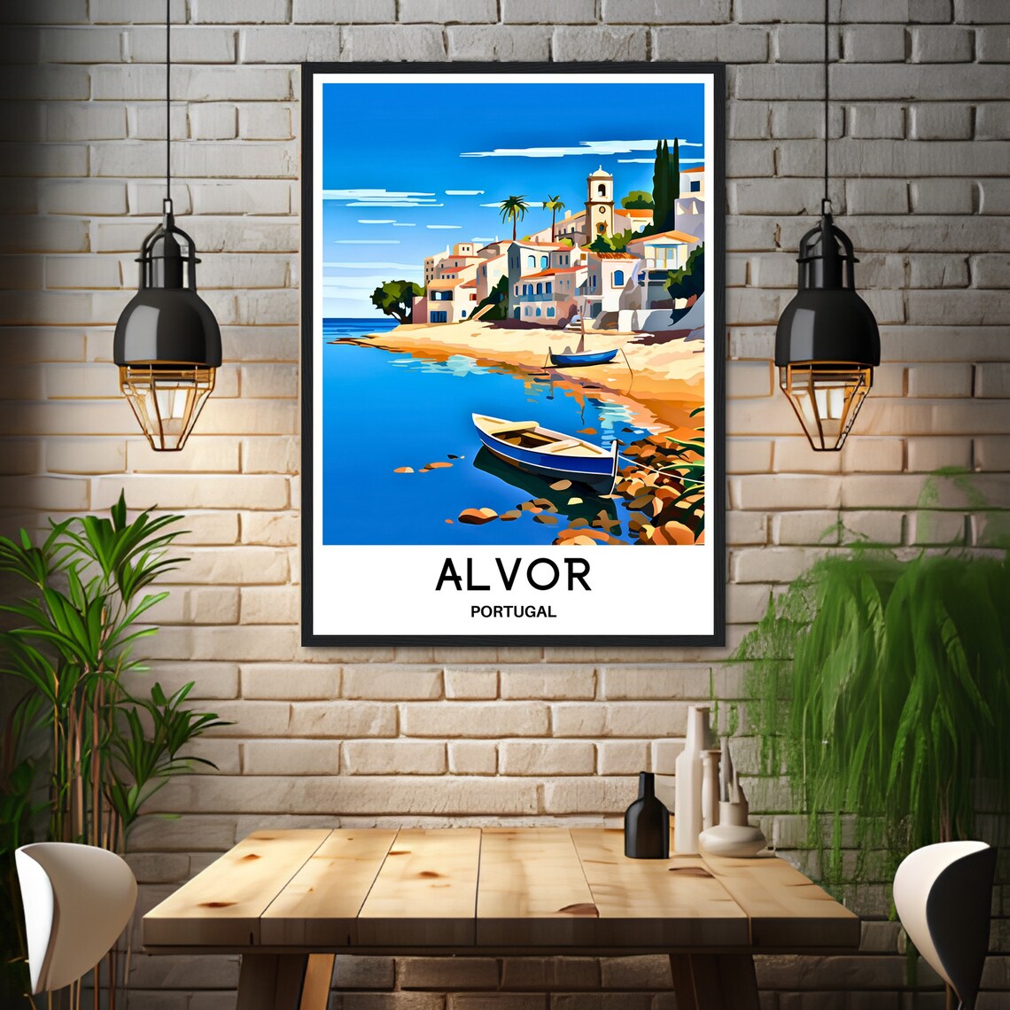 Alvor Portugal Fishing Boats on Sandy Beach Cove Travel Poster - Image 3