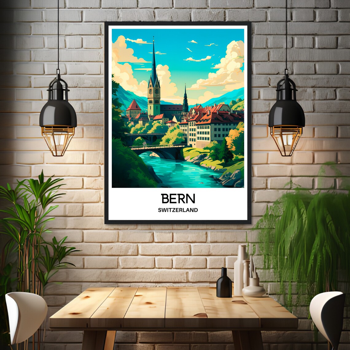 Bern Travel Poster, Switzerland City Illustration - Image 3