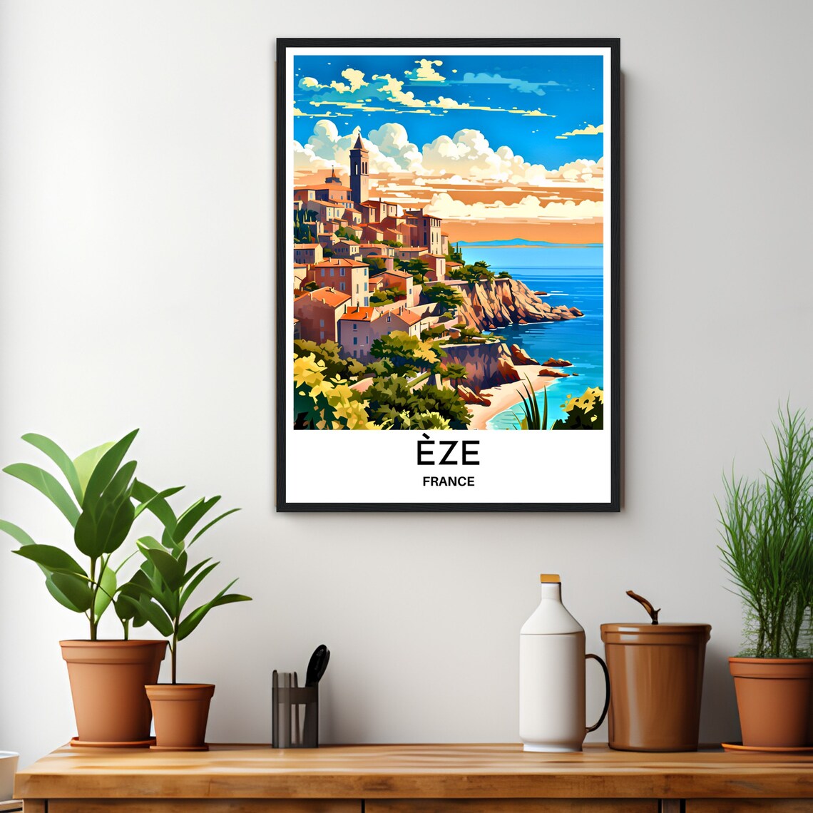 Eze French Riviera Hilltop Village Overlooking The Sea Travel Poster - Image 3