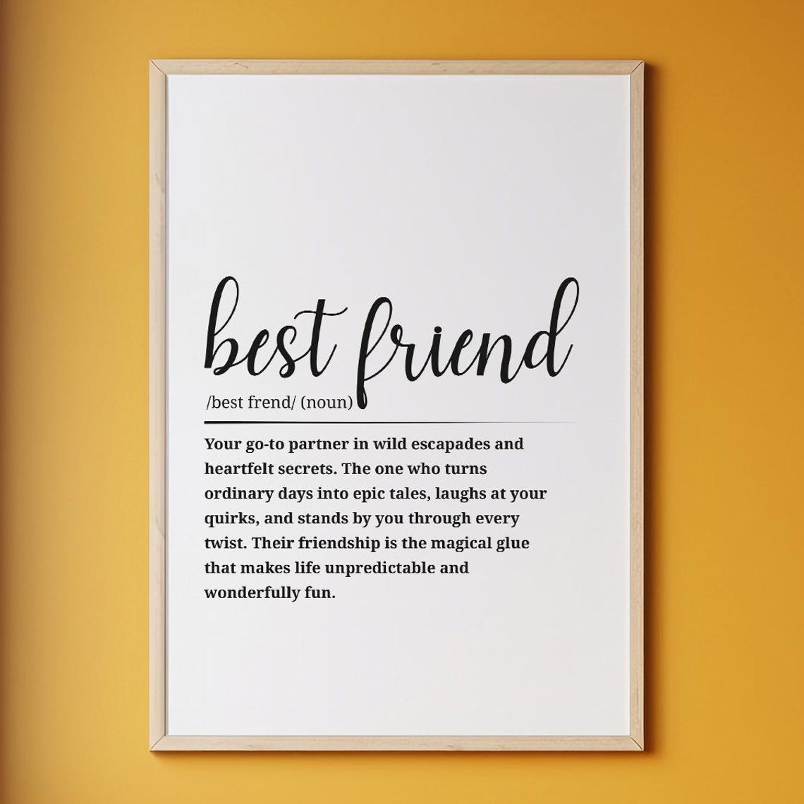 Best Friend Definition Dictionary Style Friendship Quote Gift Poster