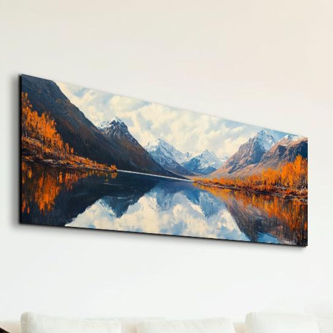 Autumn Mountain Lake Mirror Reflection Panoramic Landscape Poster