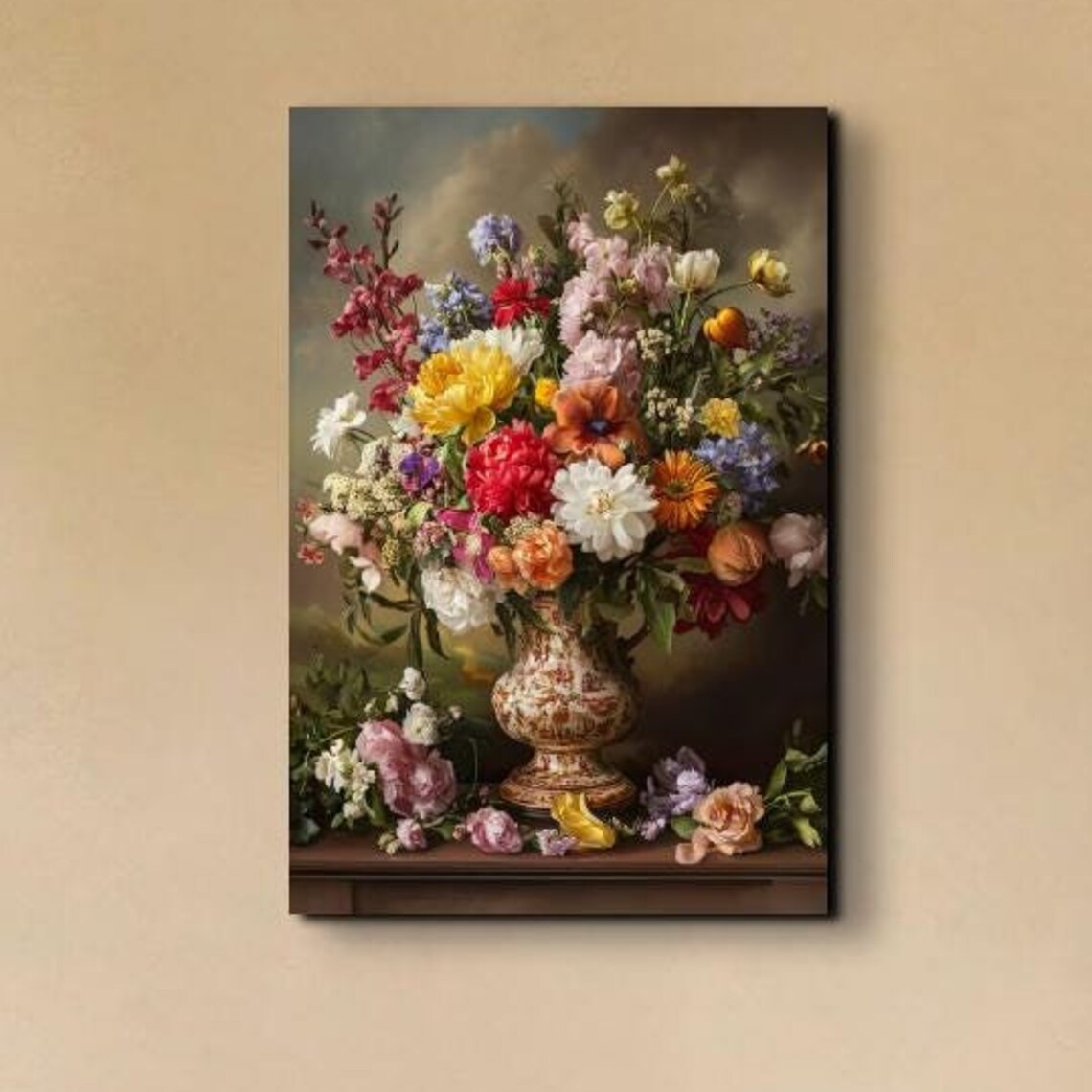 Dutch Style Floral Bouquet Ornate Vase Classic Still Life Poster