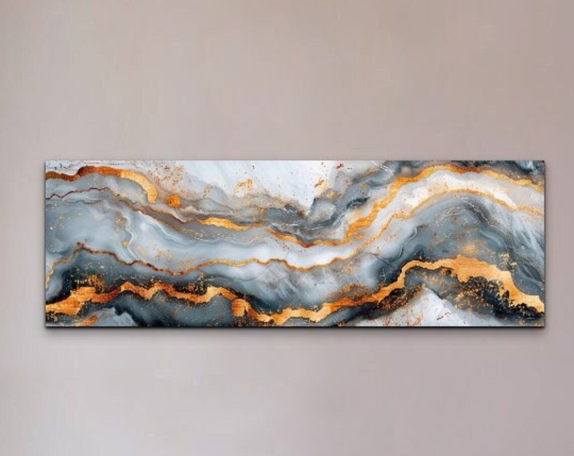 Gray And Gold Marble Abstract Modern Art