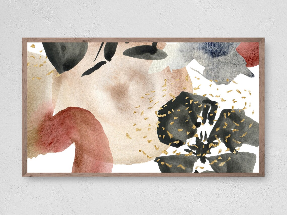 Golden Modern Botanicals Abstract Art Print