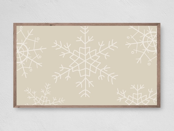 Modern Neutral Snowflakes Art Print, Winter Christmas