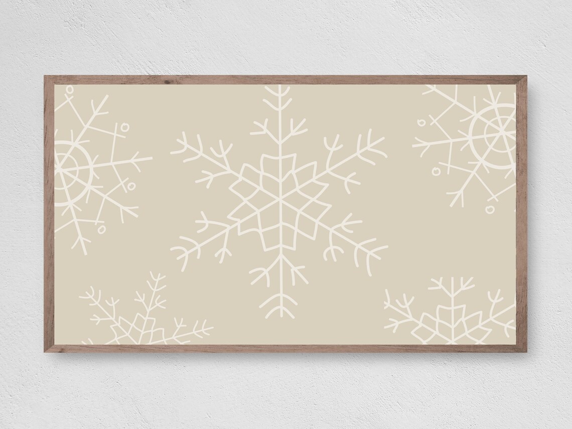 Modern Neutral Snowflakes Art Print, Winter Christmas