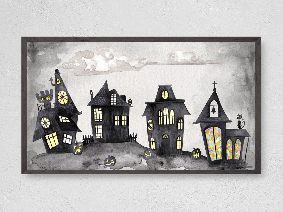 Halloween Village Fall Halloween Travel Poster