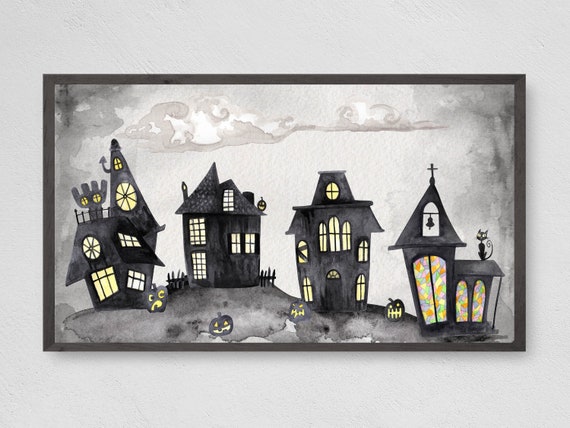 Halloween Village Fall Halloween Travel Poster