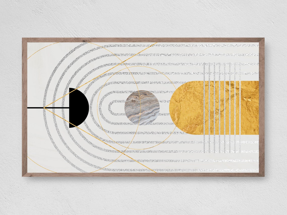 Golden Boho Stripes Abstract Art