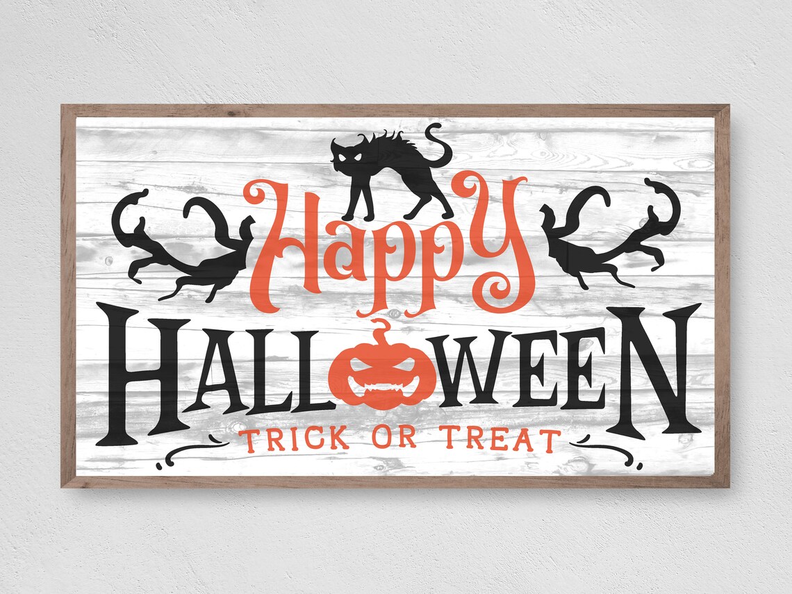 Happy Halloween Frame TV Art, Halloween Poster Print