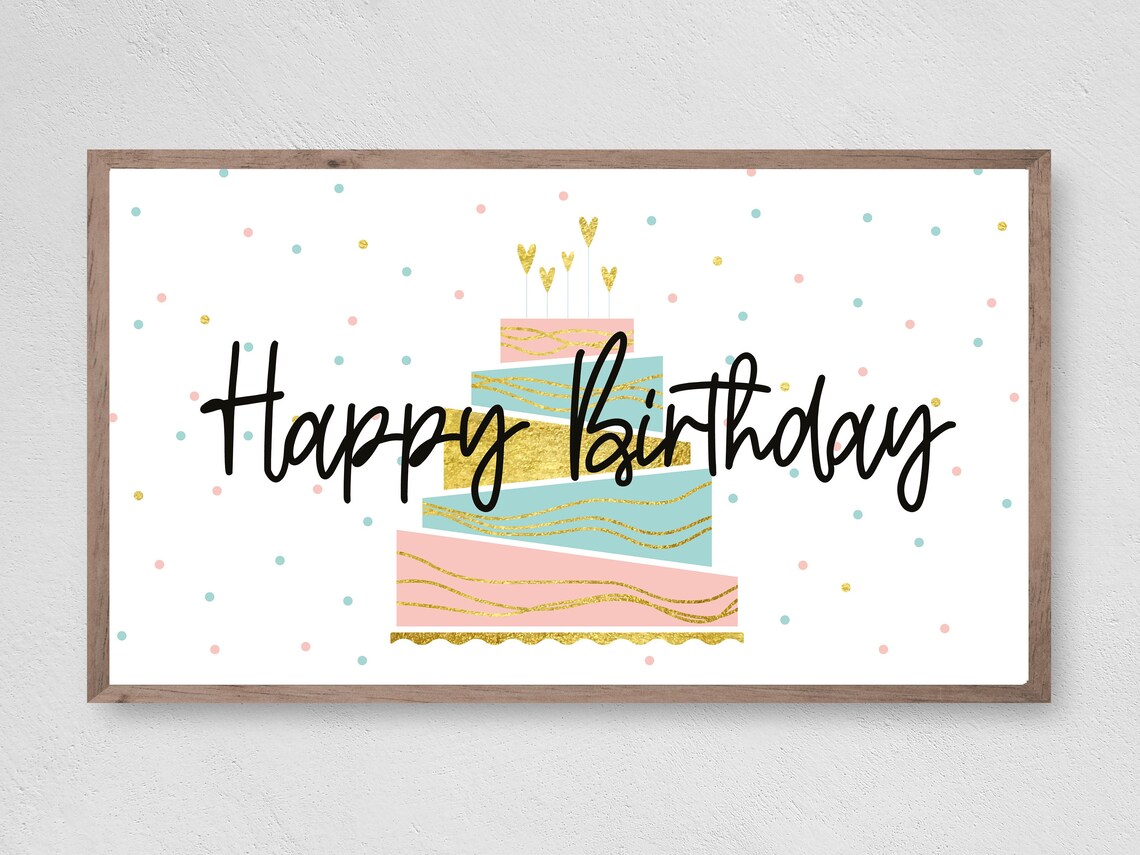 Happy Birthday Cake Art Print for Frame TV Decor