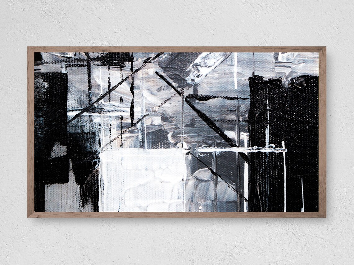 Abstract Black and White Art Print, Frame TV